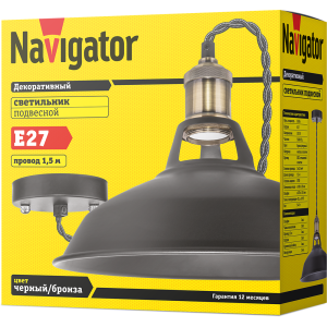 Светильник Navigator 61 535 NIL-WF01-008-E27 60Вт 1,5м. метал. черный/бронза. Фото 2