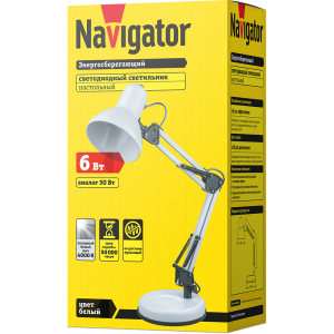 Светильник Navigator 61 549 NDF-D023-6W-4K-WH-LED на основании, белый. Фото 2