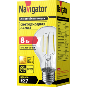 Лампа Navigator 61 623 NLL-F-A60-8-230-2.7K-E27-DIMM. Фото 2