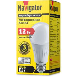Лампа Navigator 61 627 NLL-A60-12-230-4K-E27-3STEPDIMM. Фото 2