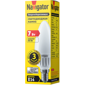 Лампа Navigator 61 652 NLL-C37-7-230-4K-E14-3STEPDIMM. Фото 2