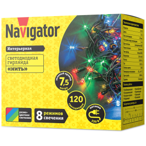 Гирлянда Navigator 61 810 NGF-S01-120RGBY-5-7.5m-230-C8-G-IP20. Фото 2