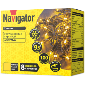 Гирлянда Navigator 61 823 NGF-S01-100WW-10-9.5m-230-C8-BL-IP44. Фото 2