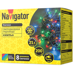 Гирлянда Navigator 61 830 NGF-S01-200RGBY-10-21.5m-230-C8-BL-IP44. Фото 2