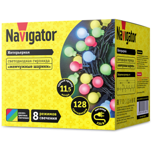 Гирлянда Navigator 61 836 NGF-B01-128RGBWW-8-11.5m-230-C8-BL-IP20. Фото 2