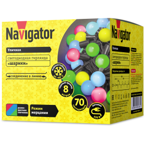 Гирлянда Navigator 61 837 NGF-B02-70RGB-10-8m-230-BL-IP44. Фото 2