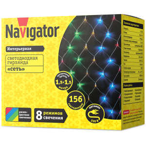 Гирлянда Navigator 61 845 NGF-N01-156RGBY-12-1.5x1.5m-230-TR-IP20. Фото 2