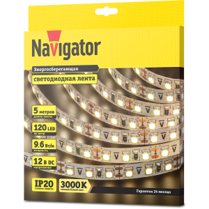 СД Лента Navigator 71 410 NLS-3528WW120-9.6-IP20-12V R5. Фото 2
