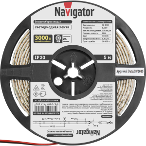СД Лента Navigator 71 410 NLS-3528WW120-9.6-IP20-12V R5. Фото 3