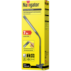 Светильник Navigator 71 573 NDF-C004-7W-4K-BL-LED прищепка, гибкий, черный. Фото 2
