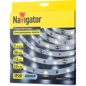 СД Лента Navigator 71 766 NLS-5050СW30-7.2-IP20-12V R5. Фото 2