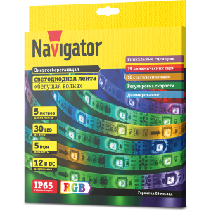 СД Лента Navigator 71 834 NLS-5050RGBM30-5-IP65-12V. Фото 3
