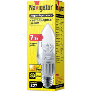 Лампа Navigator 71 849 NLL-C37-7-230-2.7K-E27-CL. Фото 2