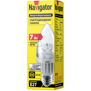 Лампа Navigator 71 851 NLL-C37-7-230-4K-E27-CL. Фото 2