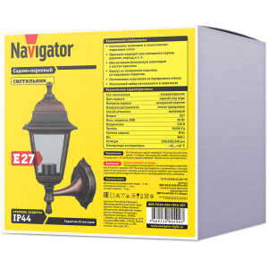 Светильник Navigator 80 490 NOF-PG30-003-IP44-E27 (4 грани черный под медь). Фото 2
