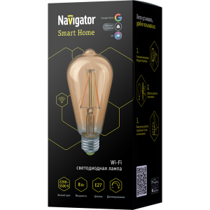 Лампа Navigator 80 555 NLL-F-ST64-8-230-WWW-E27-GD-WIFI. Фото 1
