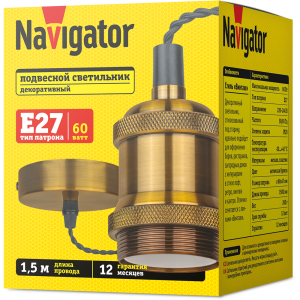 Светильник Navigator 93 160 NIL-SF01-006-E27 античная бронза. Фото 2