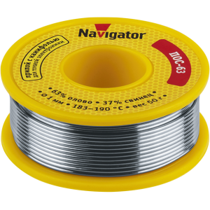 Припой Navigator 93 776 NEM-Pos05-63K-1-K50 (ПОС-63, катушка, 1 мм, 50 гр). Фото 1