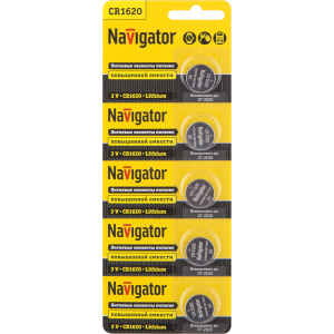 Элемент питания Navigator 94 780 NBT-CR1620-BP5. Фото 1